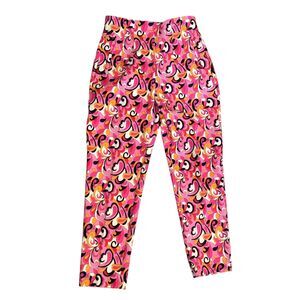 ZARA Pink Paisley High Waist‎ Barbie Retro 60's Summer Trouser Pants Sz M